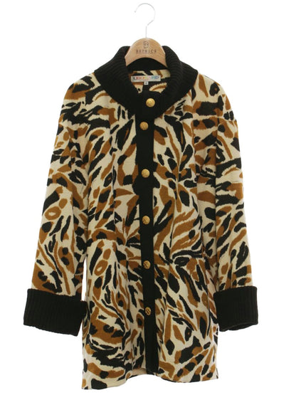 レオナールスポーツ コート M ブラウン レオパード ウール IT2HDX6Y0F8Y 【SALE】