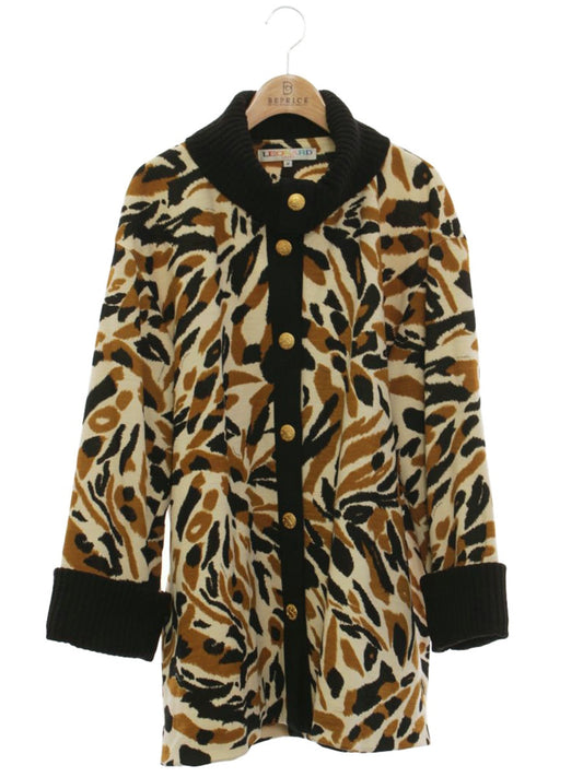 レオナールスポーツ コート M ブラウン レオパード ウール IT2HDX6Y0F8Y 【SALE】