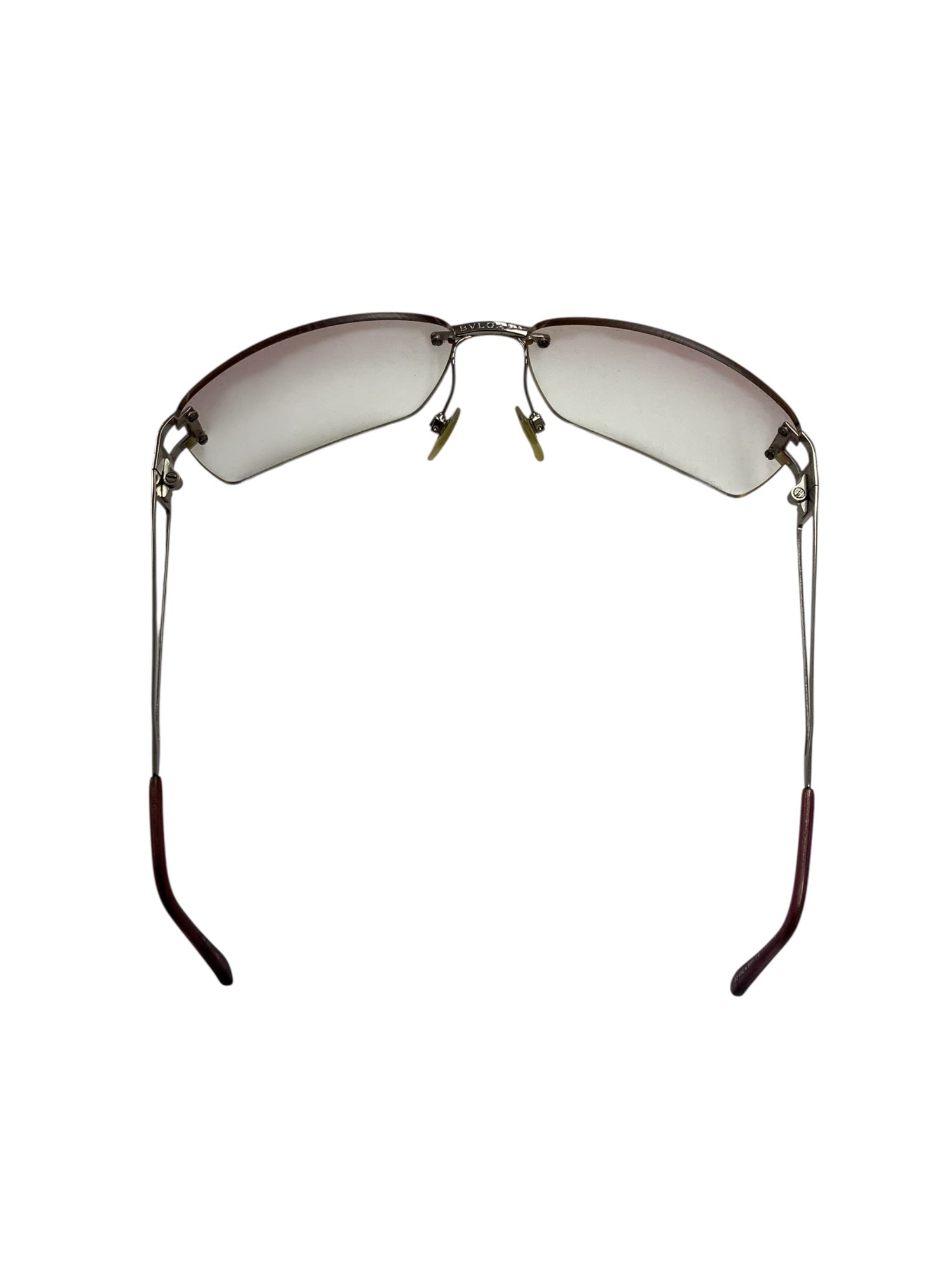 BVLGARI マットシルバー サングラス ミラー度入り　リムレス ブルガリ 621 102 サングラス シルバー メタルフレーム リムレス（フチ