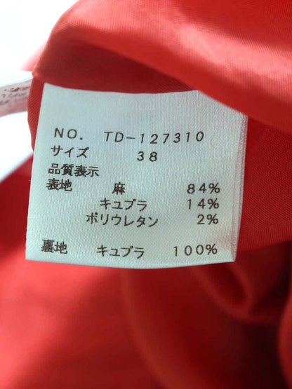 エムズグレイシー 127310 スカート 38 レッド リネン混 フレアー ITAUQU783JK8