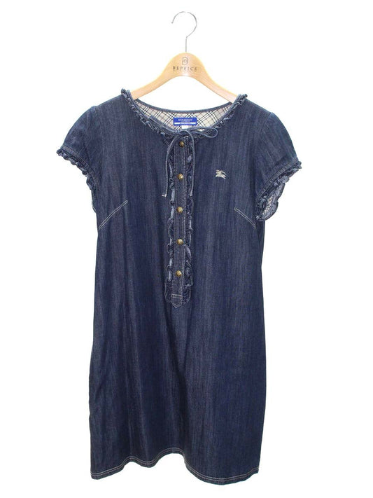 バーバリーブルーレーベル E1J67-505-29 デニムワンピース 38 ブルー フリル IT5XE4I29KWK