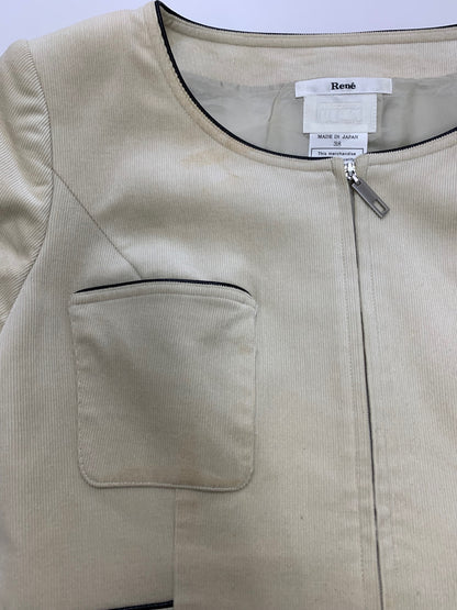 ルネ 6036170  ノーカラーコート 38 アイボリー TISSU コーデュロイ ITQAM9XISYVC