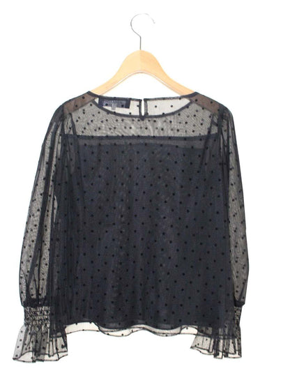 エムズグレイシー Tulle Blouse 010112 ブラウス 36 ブラック ドット 水玉 パフスリーブ ITTMAU6CFDFY