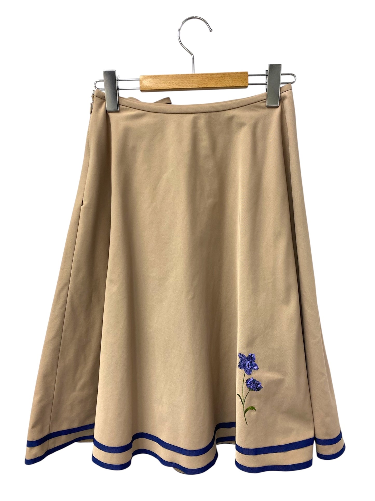 エムズグレイシー 017340 スカート 36 ベージュ スパンコール フラワー IT7XR65ZRO3H