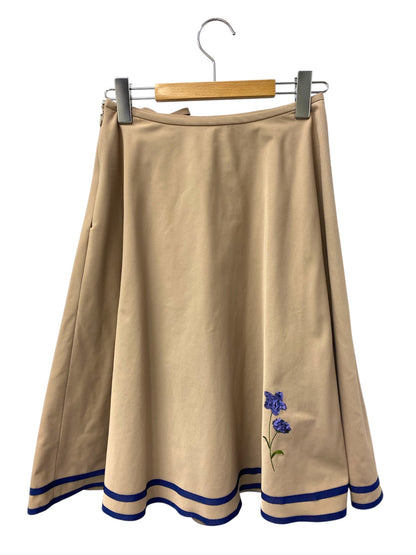 エムズグレイシー 017340 スカート 36 ベージュ スパンコール フラワー IT7XR65ZRO3H