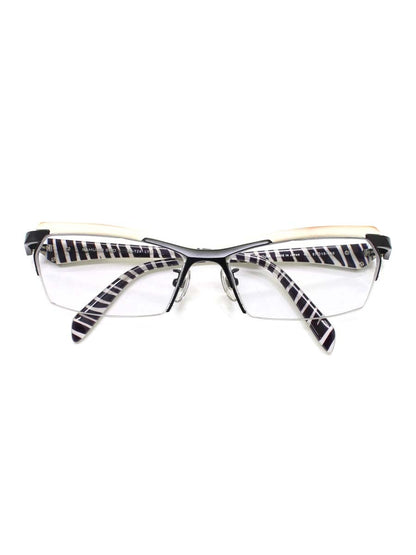 サムライ翔 SS-T24 メガネ ホワイト/ブラック/シルバー 智 セルフレーム ハーフリム スクエア ITA6AGNWTXNA