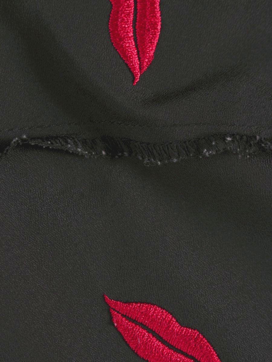 ダイアグラム リップ刺繍ブラウス 0322341157 36 ブラック IT2E6KN79KVC