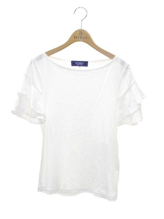 エムズグレイシー 115325 Tシャツ カットソー 38 ホワイト ラッフル袖 ITA01CG8OBOW