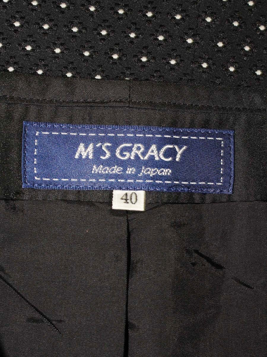 エムズグレイシー 914512 ジャケット 40 ブラック カメリア Wジップ ノーカラー ITS3ZFN4QZOK