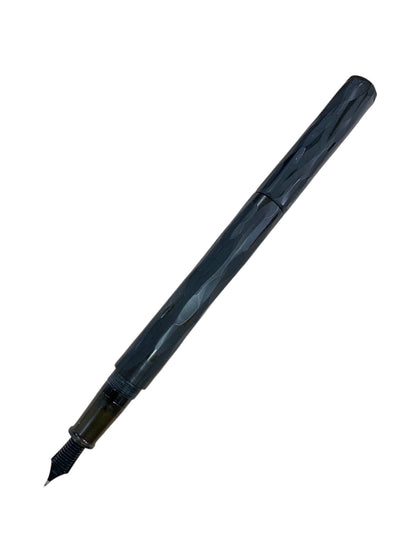 仙台 大橋堂 万年筆 手造り エボナイト軸 手彫り彫刻 ブラック M 21K ITZ0AIMQ9519