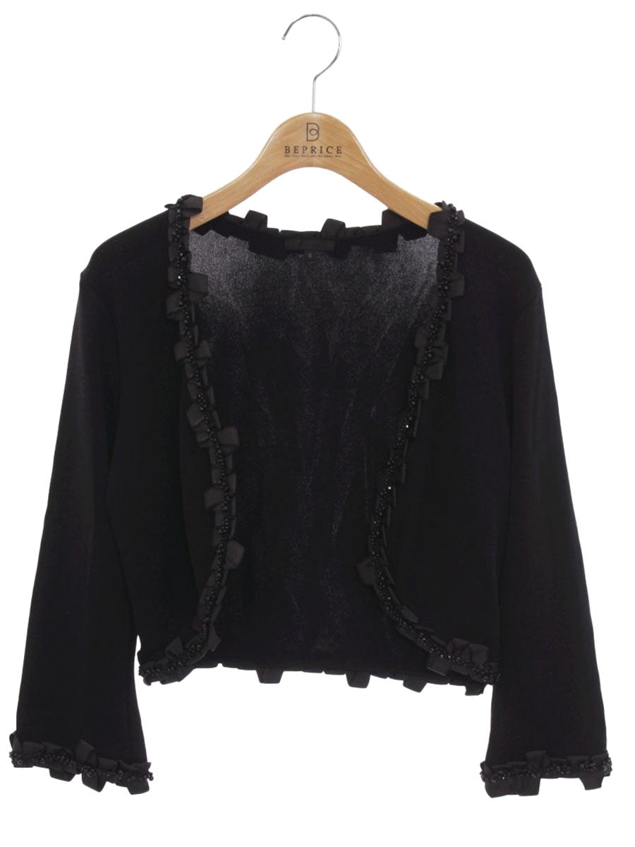 トゥービーシック UD445-252-09 ボレロ 2 ブラック ビーズ リボン ニット カーディガン ITABZSFWL98K
