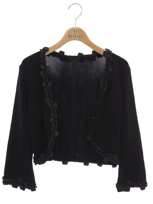 トゥービーシック UD445-252-09 ボレロ 2 ブラック ビーズ リボン ニット カーディガン ITABZSFWL98K