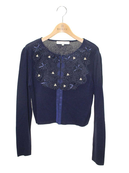 スーパービューティー カーディガン 40 ネイビー フラワーモチーフ レース ITMWPCZ9USV4