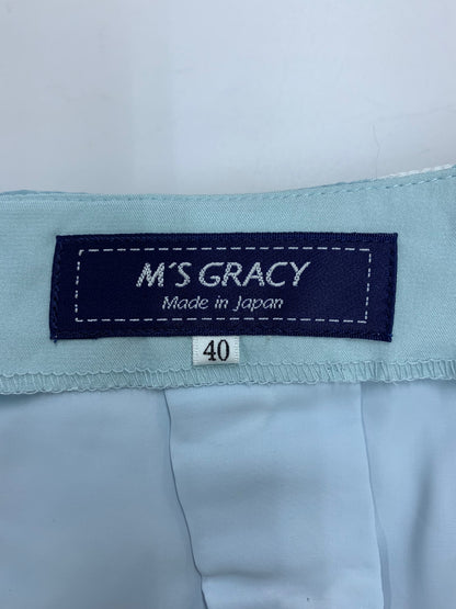 エムズグレイシー 017126 スカート 40 ブルー オーガンジー フラワーモチーフ ITT8TJ5GRGNZ 【SALE】