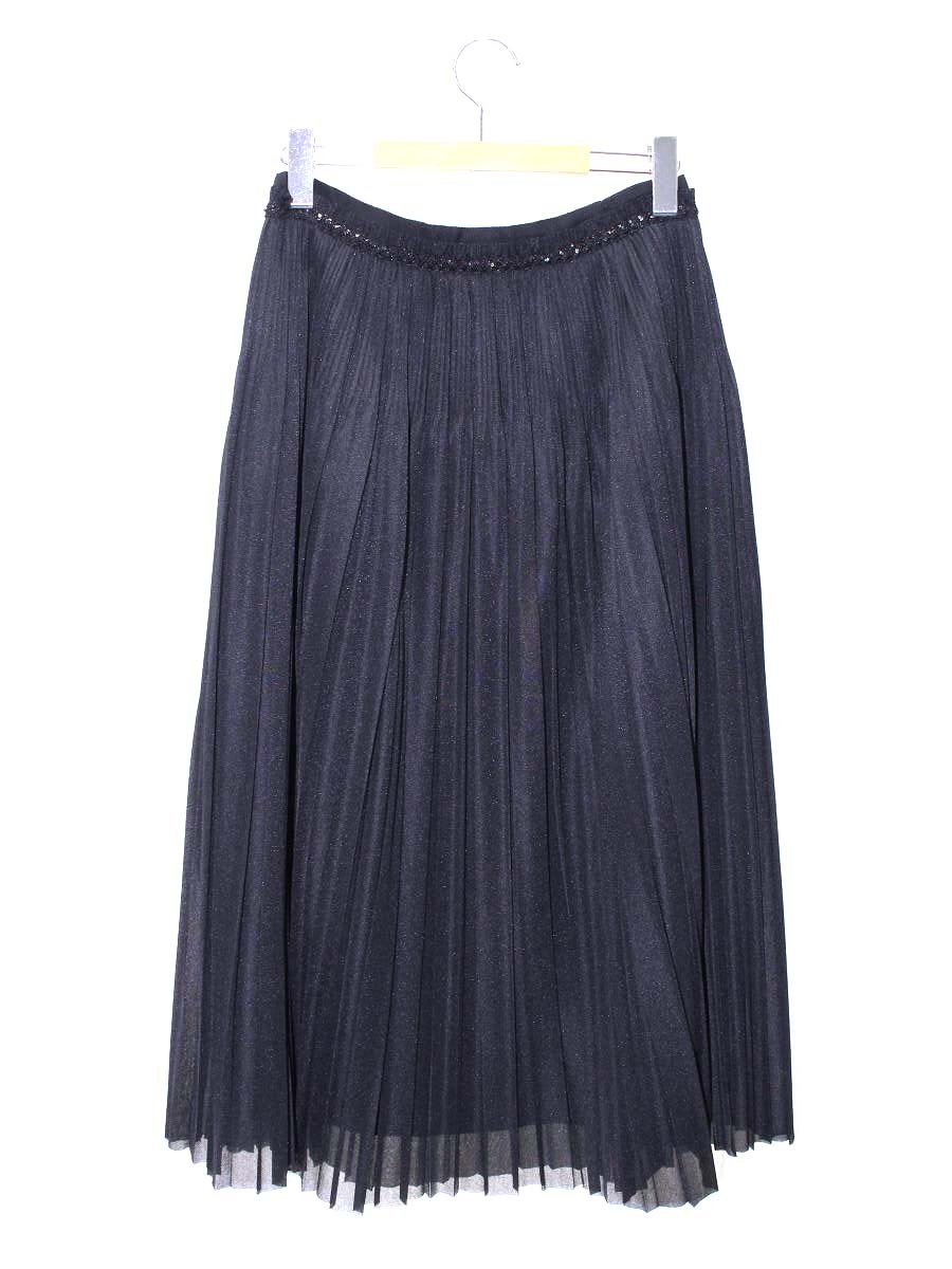 トゥービーシック W5S13-437-09 プリーツスカート 42 ブラック スパンコール ITPKLUCKMM7M