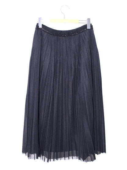 トゥービーシック W5S13-437-09 プリーツスカート 42 ブラック スパンコール ITPKLUCKMM7M