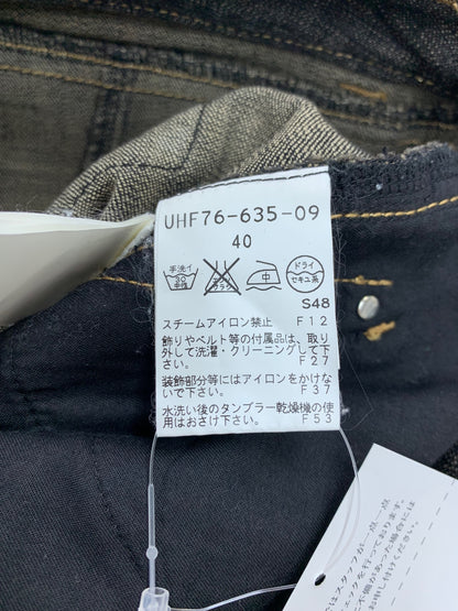 トゥービーシック UHF76-635-09 デニムパンツ 40 ブラック リボン フリル ITP59V7U9PWQ