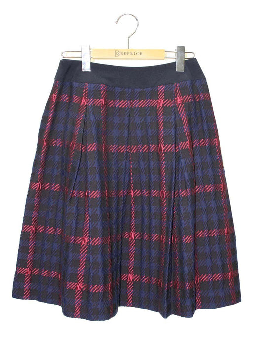 エムズグレイシー 727507 スカート 40 ブラック/ネイビー/ピンク タック IT8XGEXDQQ2E