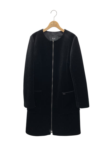 ルネ 5848050 コート 34 ブラック カメリア ジップ ベロア ITU7N73QD360