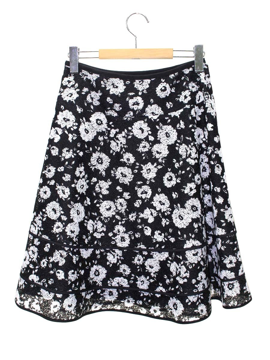 トゥービーシック W5S81-790-09 スカート 40 ブラック フラワーモチーフ ITU3JCAZNGMI