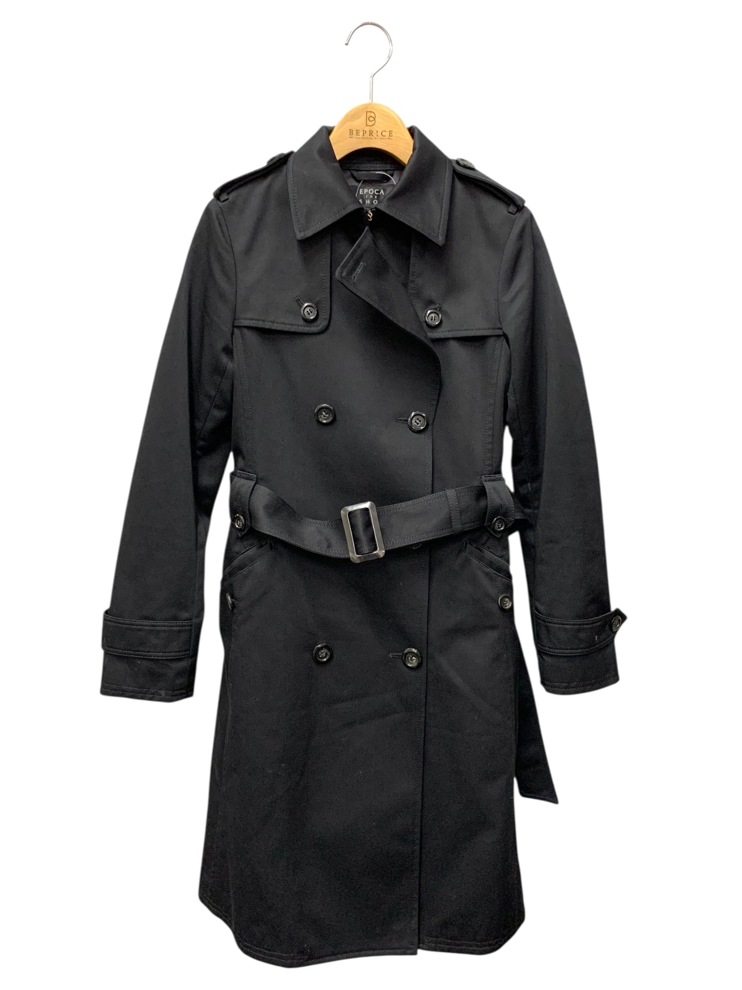 エポカザショップ REA02-314-09 トレンチコート 36 ブラック コットン ITUAN4OXNISY