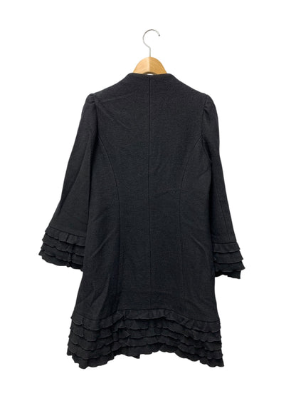 エムズグレイシー 929701 コート 38 ブラック ウール フリル ティアード IT4B4TO2VFAW 【SALE】