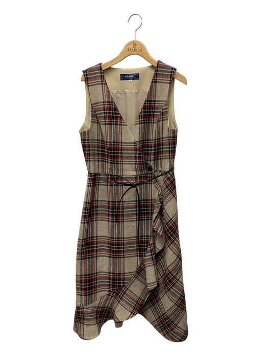 エムズグレイシー 511610 ジャンパースカート 38 ブラウン リボン ウール チェック フリル ITZMO02WS334