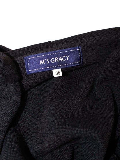 エムズグレイシー Hooded Cardigan 918143 パーカー 38 ブラック ジップアップ リボンモチーフ ITFMMASZRHYQ