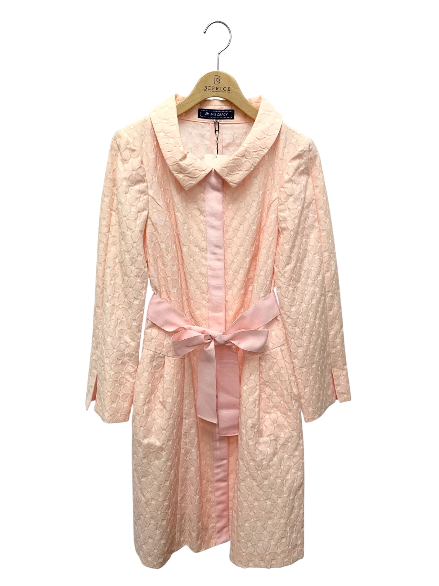 エムズグレイシー 429107 コート 38 ピンク フラワーモチーフ ジャガード IT2NDCZVRZVH