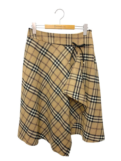 エムズグレイシー チェック柄 ラップ 417607 スカート 40 ベージュ ウール混 IT6IYA63IFG8 【SALE】