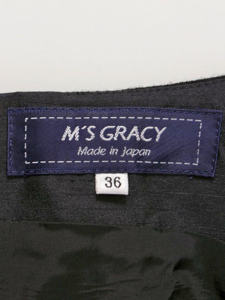 エムズグレイシー 011704 ワンピース 36 ブラック ウール混 リボン ITGVIDD2Y53C