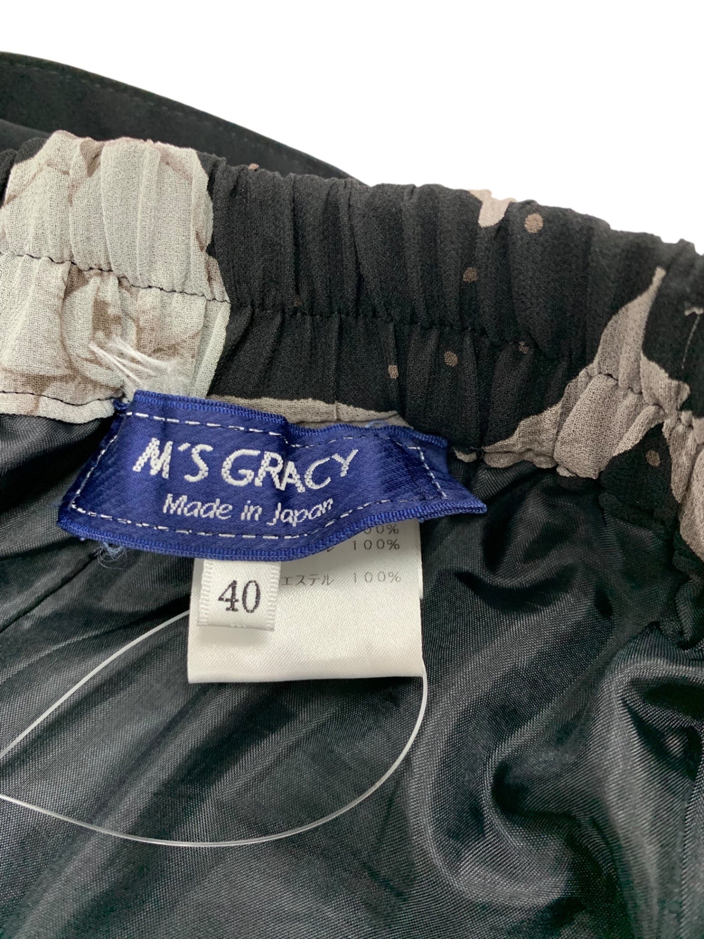 エムズグレイシー 416303 パンツ 40 ブラック カメリア フラワーモチーフ ワイド IT36ZJU2CRTC