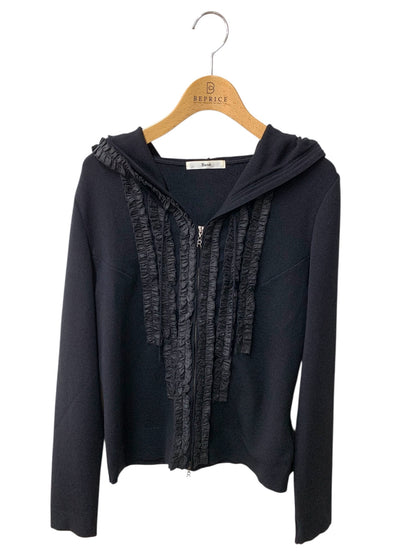 ルネ 6932260 パーカー 38 ブラック フリル ジップアップ IT0JOXNFAHZI