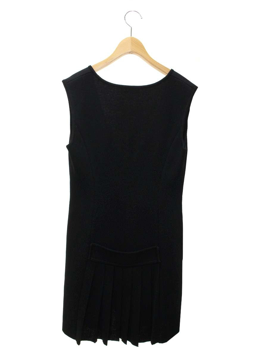 フォクシーブティック 26635 ワンピース 38 ブラック ニット Vネック プリーツ IT7B781YUX68 【SALE】