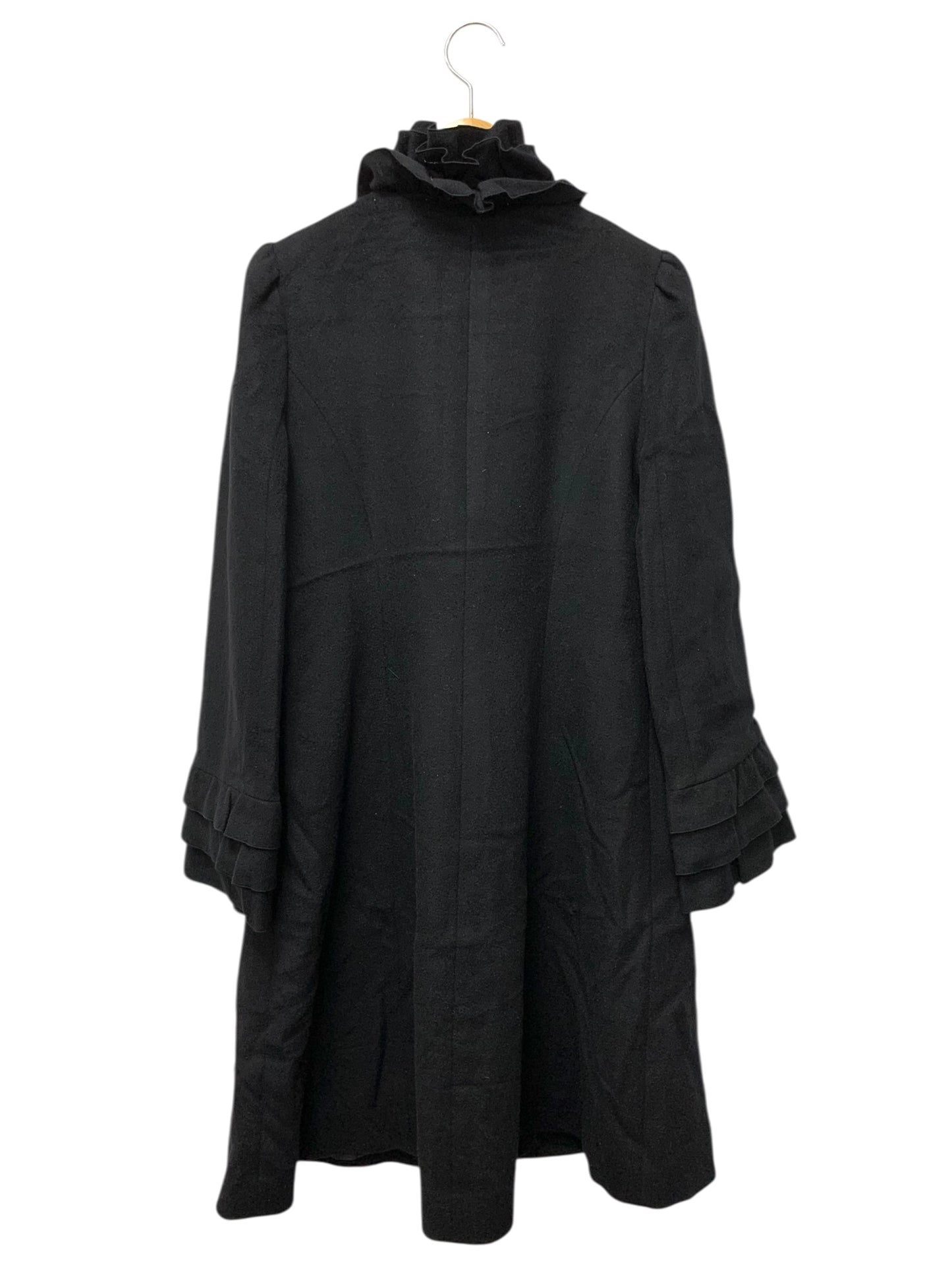 エムズグレイシー 229702 コート 40 ブラック ウール フリル ITP7Y44S079S 【SALE】