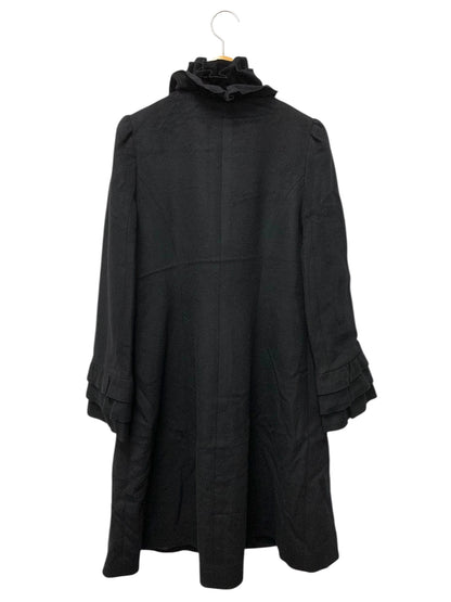 エムズグレイシー 229702 コート 40 ブラック ウール フリル ITP7Y44S079S 【SALE】