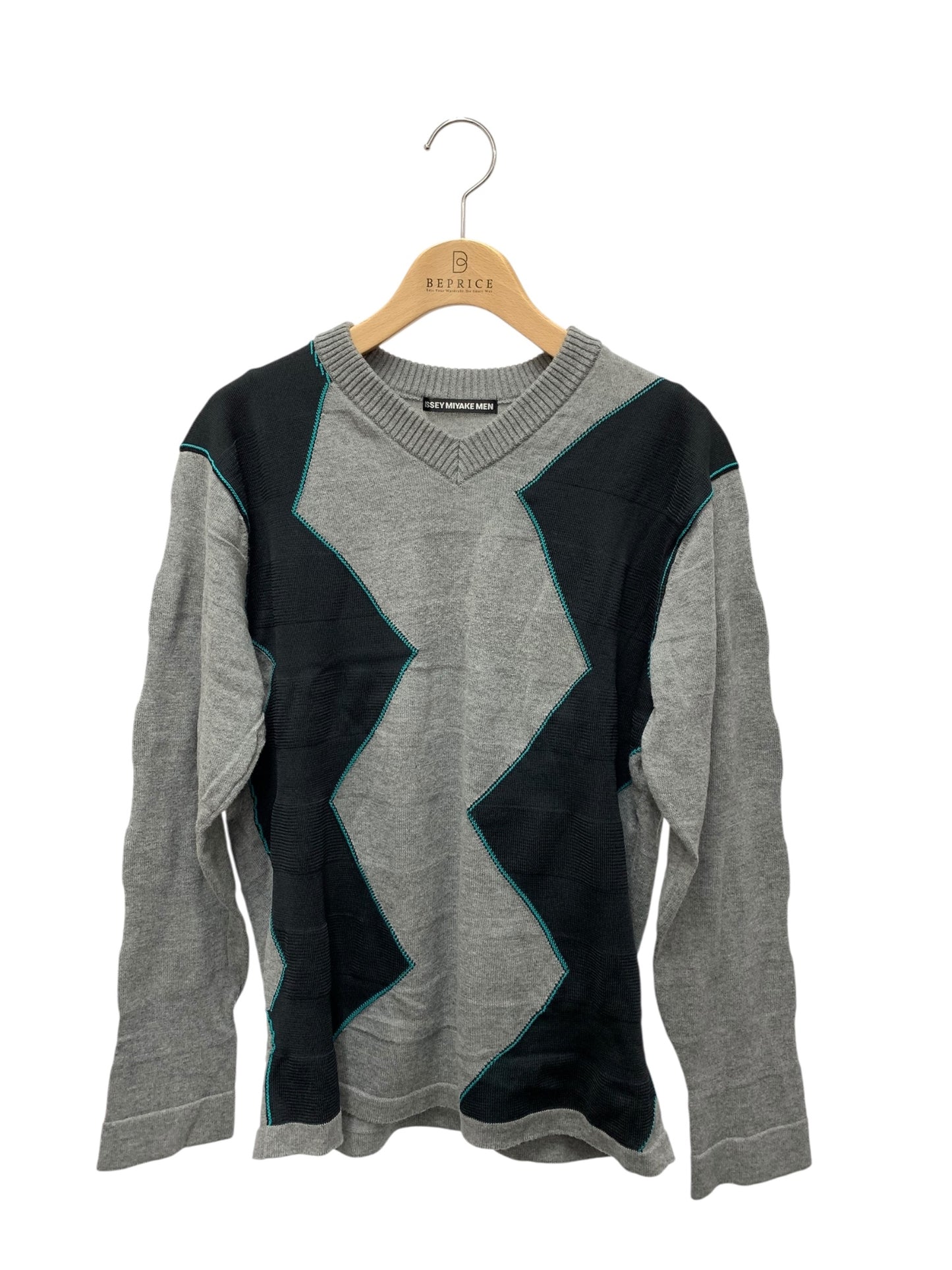 イッセイミヤケメン ME61KN078 Vネックニット 1 グレー コットン ITKK4X71JHWC