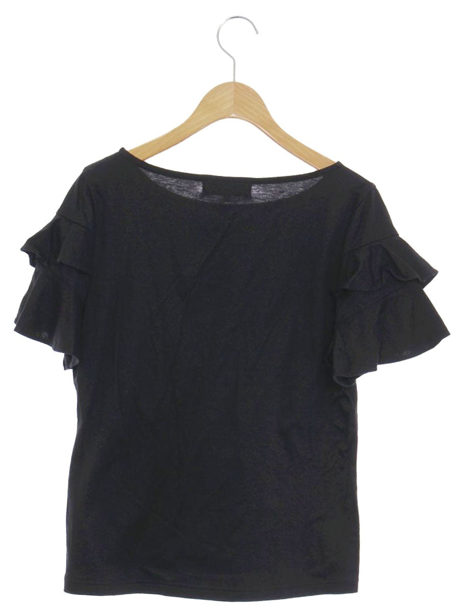 エムズグレイシー 115325 Tシャツ カットソー 40 ブラック 袖フリル ITW94RMI1NI4