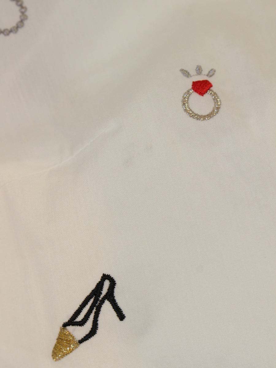 エムズグレイシー 210303 カットソー シャツ 38 ホワイト フロントボタン 刺繍 ITM5GV17D9J4