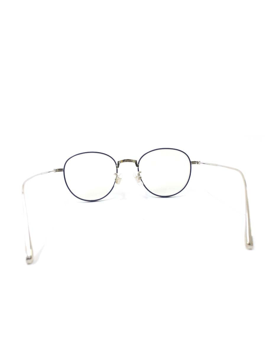 内藤熊八作 N-08 メガネ ネイビー/シルバー チタンフレーム フルリム ボストン ITDK8E39D08O 【SALE】