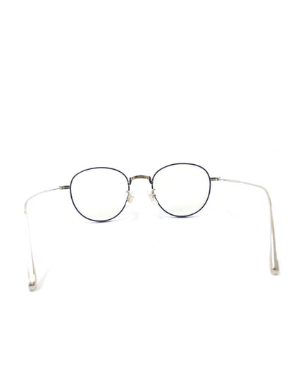 内藤熊八作 N-08 メガネ ネイビー/シルバー チタンフレーム フルリム ボストン ITDK8E39D08O 【SALE】