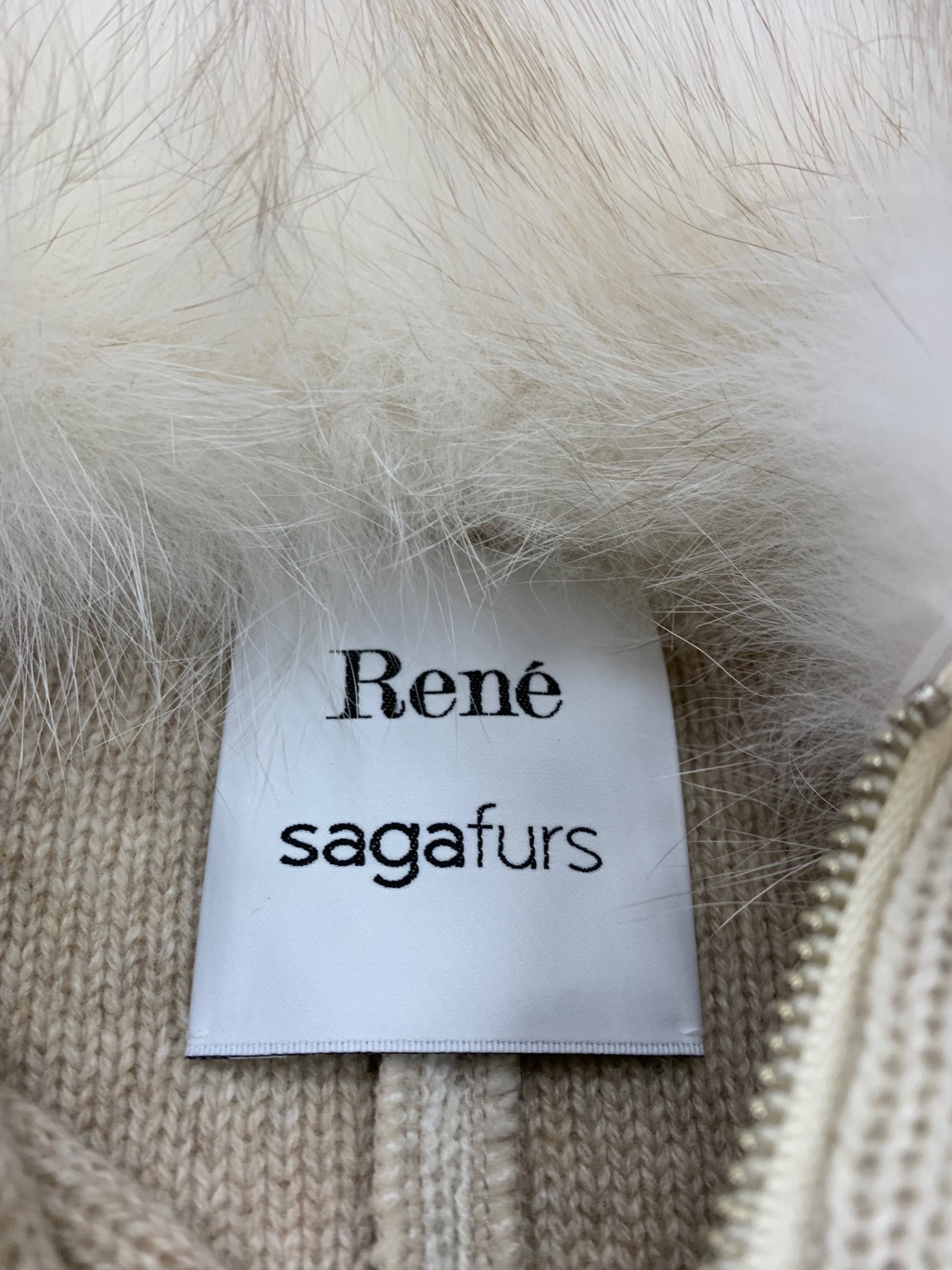 ルネ 6232050 ポンチョ F アイボリー カシミヤ混 フォックスファー