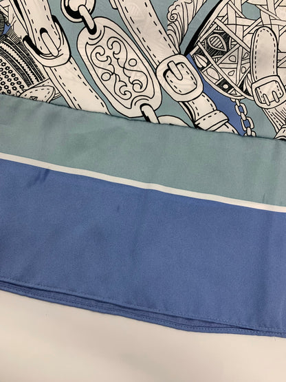 グレースクラス 02232-31072 ワンピース 36 ブルー スカーフ チェーンモチーフ ITLDSZ3OFOK2