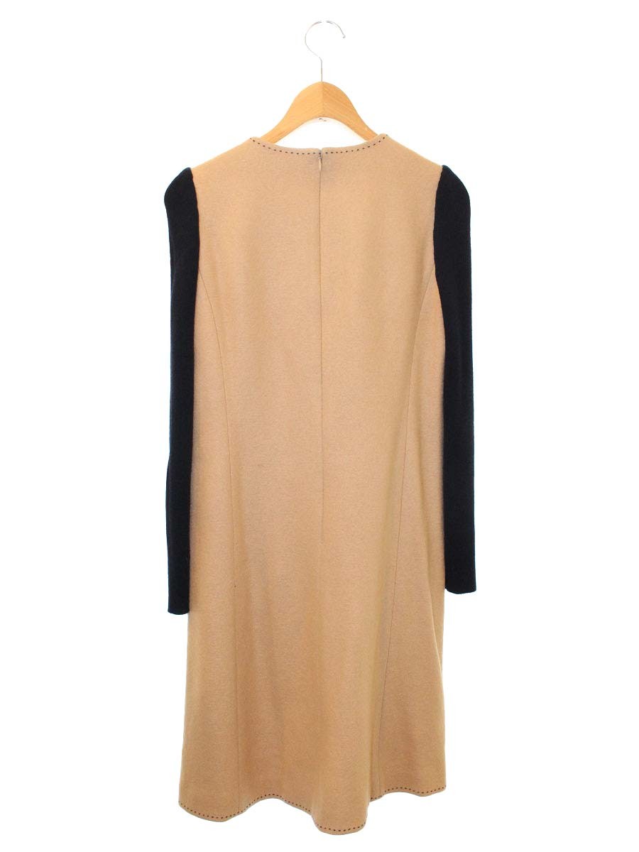 エムズグレイシー Black & White One-piece 811543 ワンピース 36 ベージュ/ネイビー ステッチ IT2848RAXOVH 【SALE】