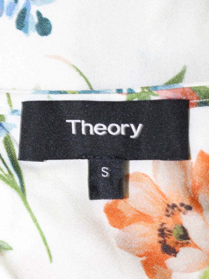 セオリー 01-8108238-151-902 ノースリーブブラウス S アイボリー フラワープリント Vネック IT2H23ULSLCG