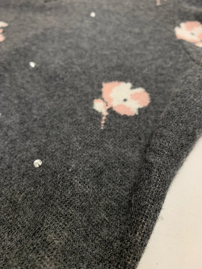 エムズグレイシー 518704 セーター 40 グレー フラワー ロゴ 刺繡 IT4FDIM72EGU