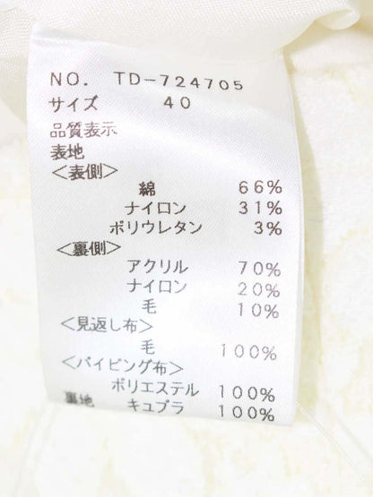 エムズグレイシー 724705 ジャケット 40 ホワイト フラワーモチーフ パールボタン ITCCIEO2BCB0