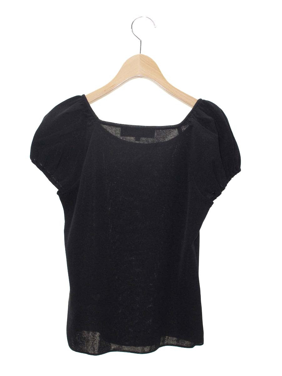 エムズグレイシー 428320 トップス 38 ブラック ニット パフスリーブ ITWHKTLPK3VE