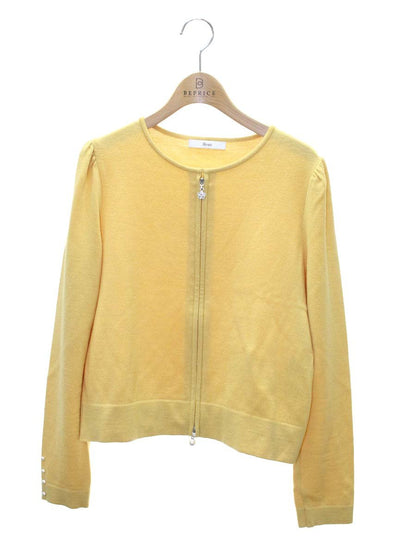 ルネ 6142500 カーディガン 38 イエロー ウール パール フラワージップ IT3Y1YANSAVK