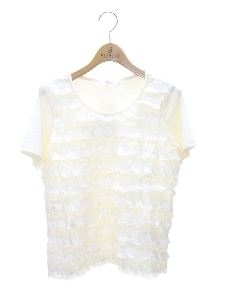 ギャラリービスコンティ 1130741 Tシャツ 3 アイボリー フリル レース パール ITKX6U5BNX8O